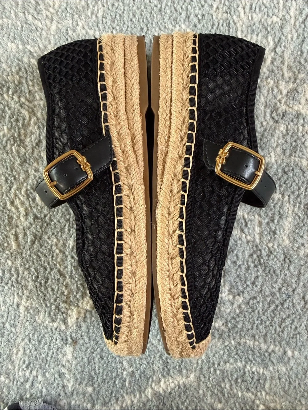 Sam Edelman Black Mesh Mary Jane Espadrilles